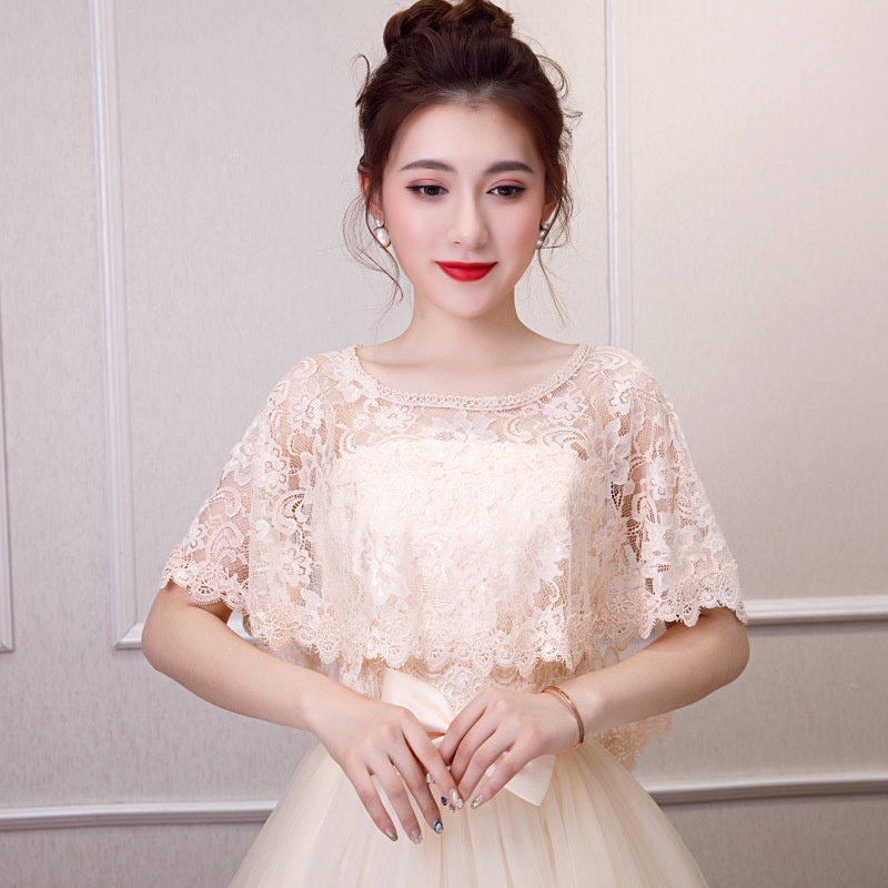 Áo Choàng Ren Màu Trắng / Tím / Xám / Đỏ Rượu Cho Cô Dâu