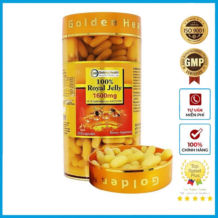 GOLDEN HEALTH Viên Sữa Ong Chúa - Royal Jelly 1600mg Hộp 365 Viên
