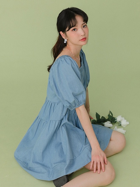 Đầm xinh baby doll tầng xoè + ảnh thật