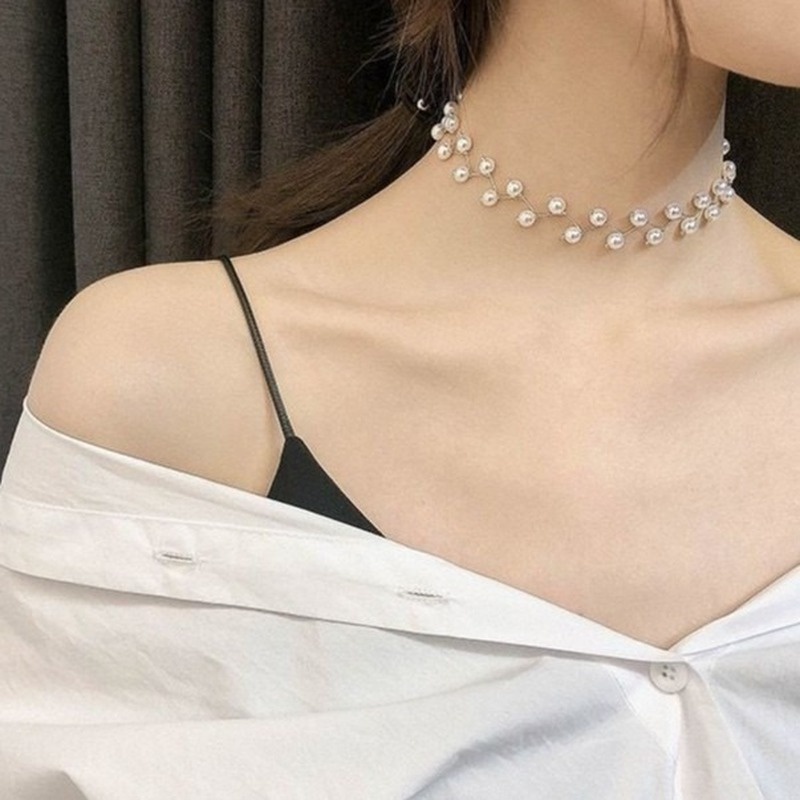 Dây chuyền xỏ ngọc trai nhân tạo thời trang kiểu dáng đơn giản