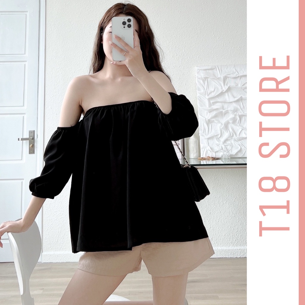 Áo trễ vai tay bồng nữ áo kiểu bánh bèo tay phồng T18 STORE SM17