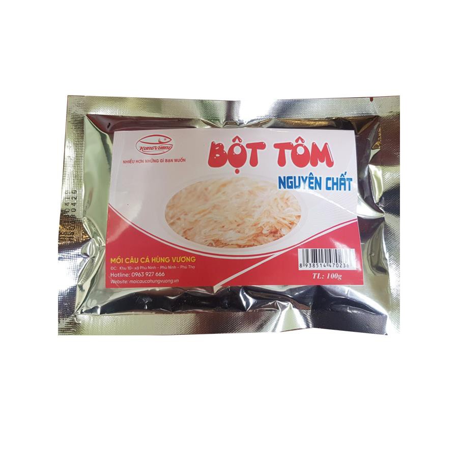 MỒI CÂU HÙNG VƯƠNG Bột tôm nguyên chất - dùng chuyên câu rô phi, diêu hồng, tra, chim, lăng, trê, chép
