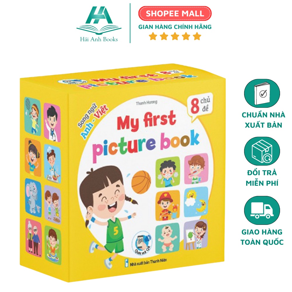 Sách Thư Viện Hình Ảnh Đầu Tiên Cho Bé Song Ngữ Anh - Việt Quét Mã QR - MY FIRST PICTURE BOOK VERSION 2 (Bộ 8 Cuốn)