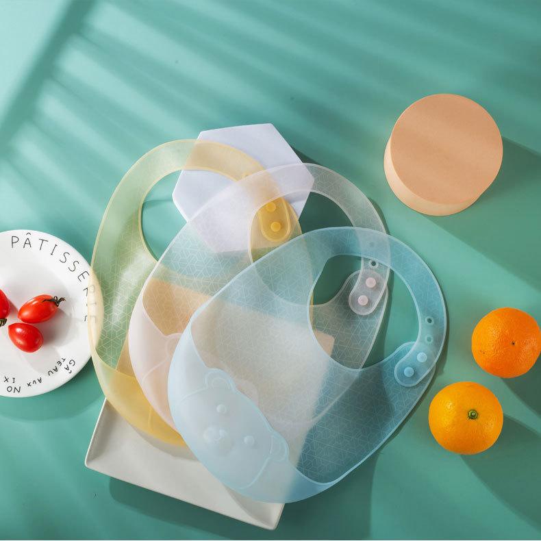 Yếm ăn dặm silicone trong suốt thiết kế 3D chống trượt an toàn cho bé tập ăn dặm