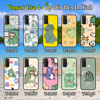 Ốp lưng Vsmart Live 4 dẻo đen in hình Khủng Long Xanh Cute