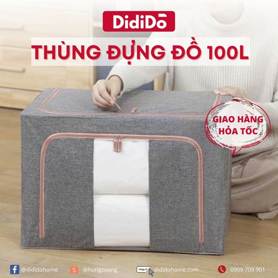Thùng Vải Đựng Chăn Màn Khung Inox Mẫu Mới DidiDo