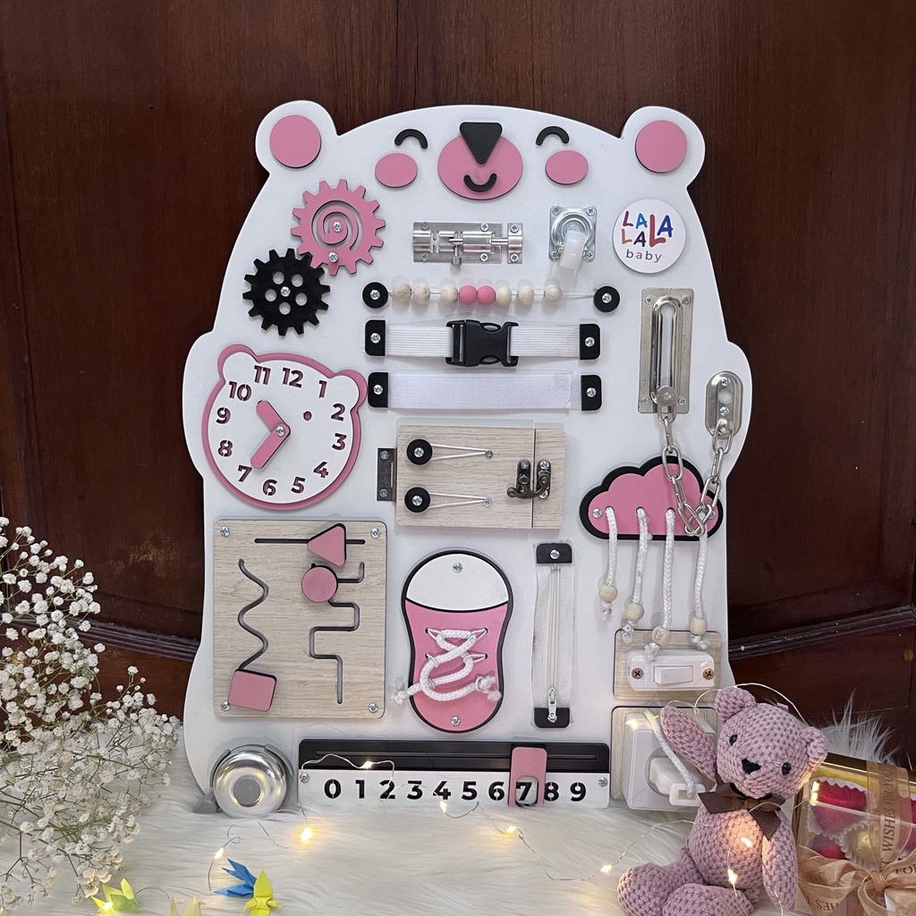 Busy board - Bảng bận rộn rèn luyện vận động chính hãng Lalala baby, Gỗ cao cấp, chắc chắn.