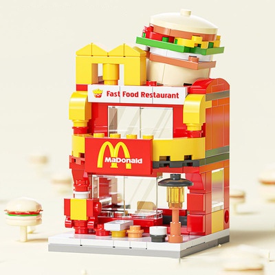 🔥READY STOCK🔥164PCS Mini Lego City Street View Building Blocks McDonald’s House Model Building Blocks Compatible with LeGo Toys
