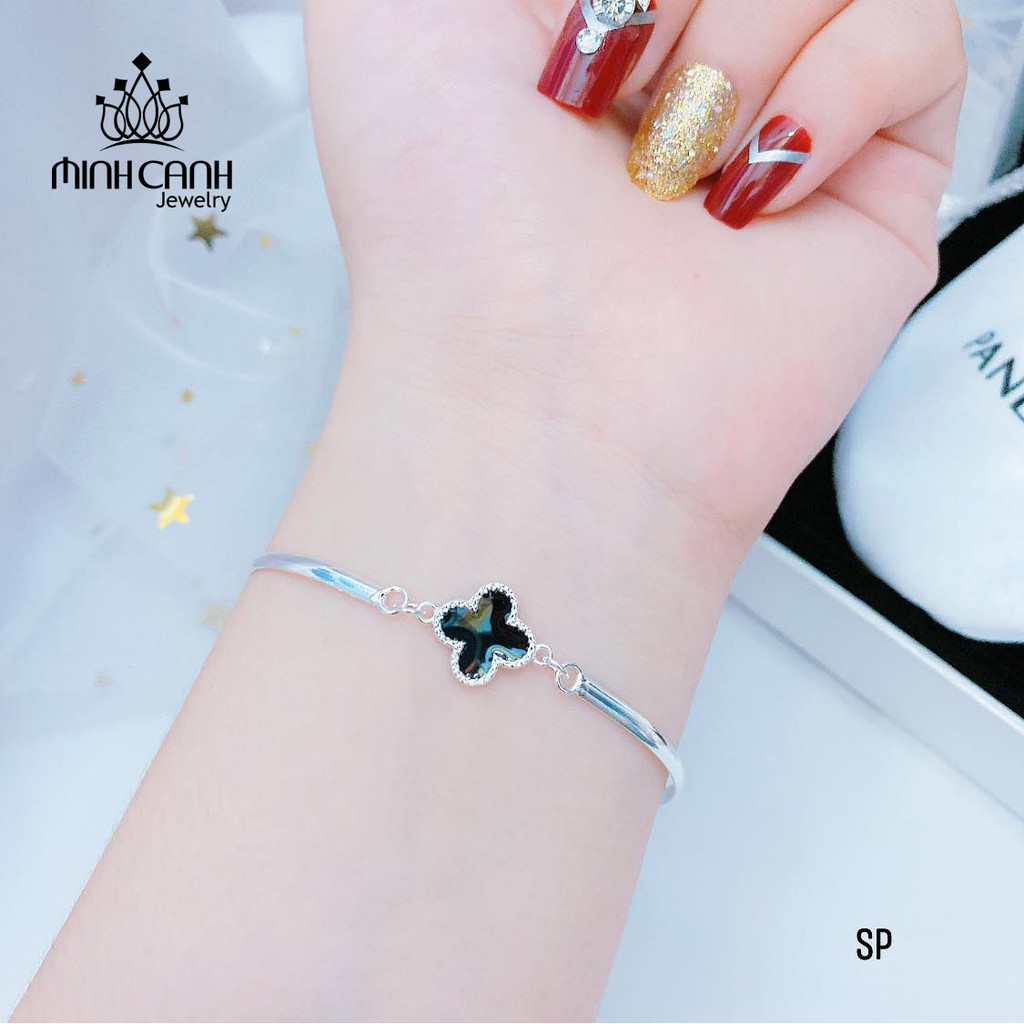 Lắc Tay Bạc Cỏ 4 Lá Đen - Minh Canh Jewelry