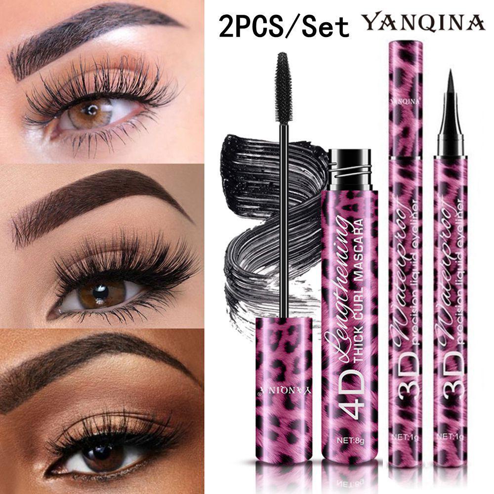 Set Mascara Và Bút Kẻ Mắt 2 Trong 1 Nhanh Khô Lâu Trôi Họa Tiết Da Báo Độc Đáo