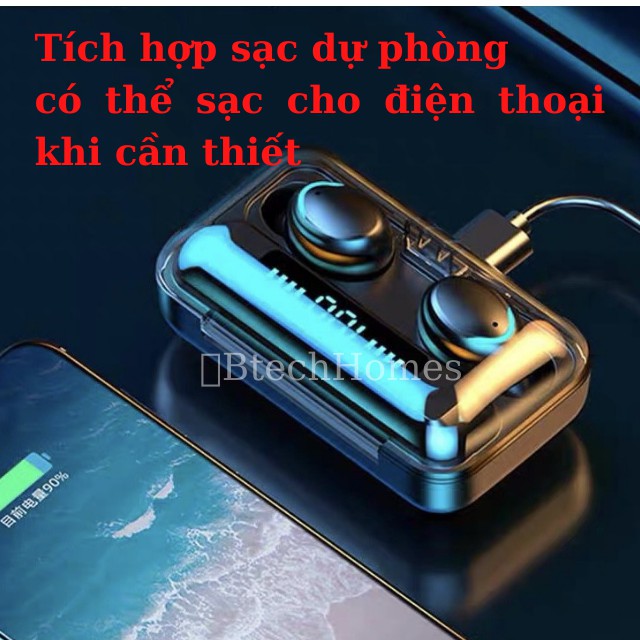 Tai nghe Bluetooth F9 TWS 5.0 Bản QUỐC TẾ Tai Nghe Không Dây Chống Nước IPX5, Chống Ồn Tích Hợp Sạc Dự Phòng 3500mAh