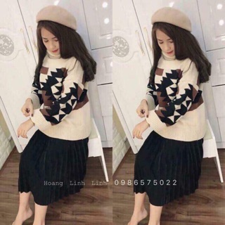 Set áo len váy dạ
