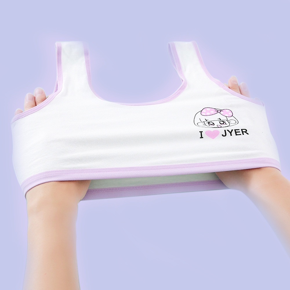 ♥Tigo♥ Kids Cotton Bra Cartoon Girl Thin Bra Teenager Vest Bra