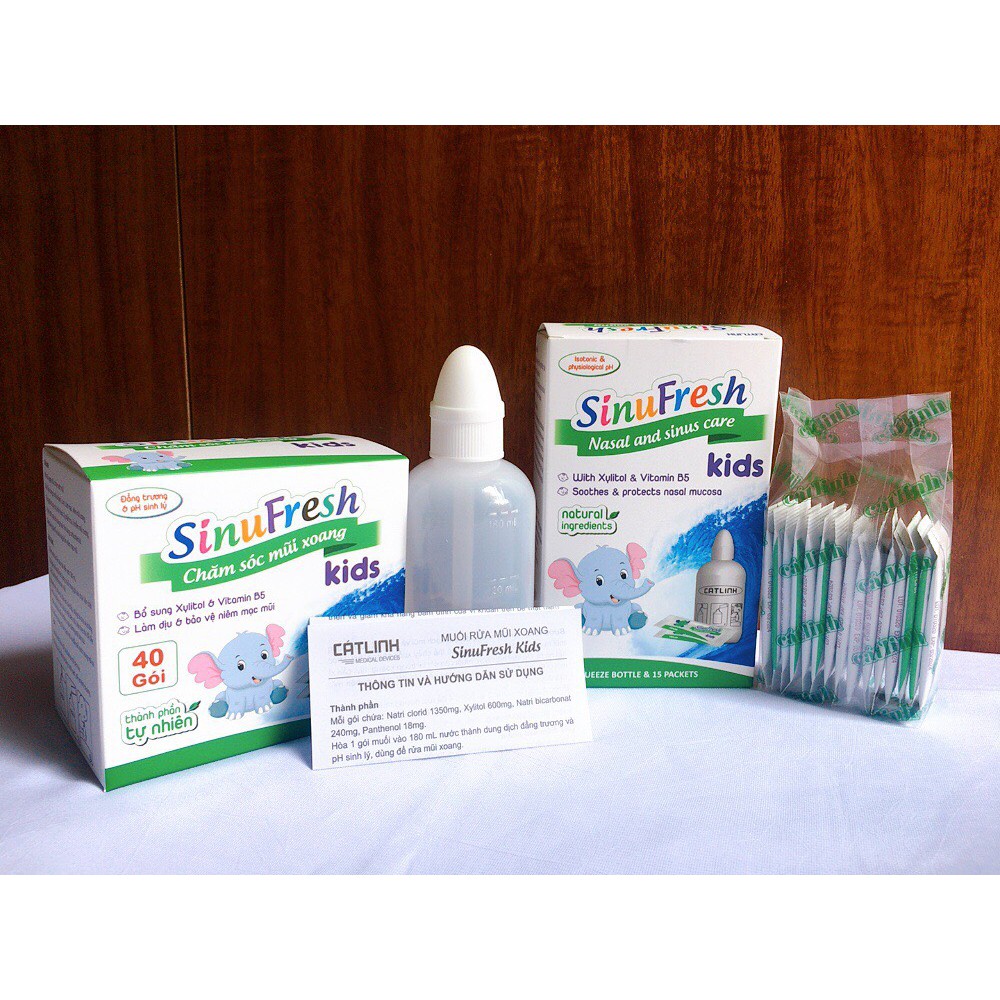 SinuFresh Kids - Muối Rửa Mũi Xoang, giúp vệ sinh mũi cho Trẻ Em (40 gói)