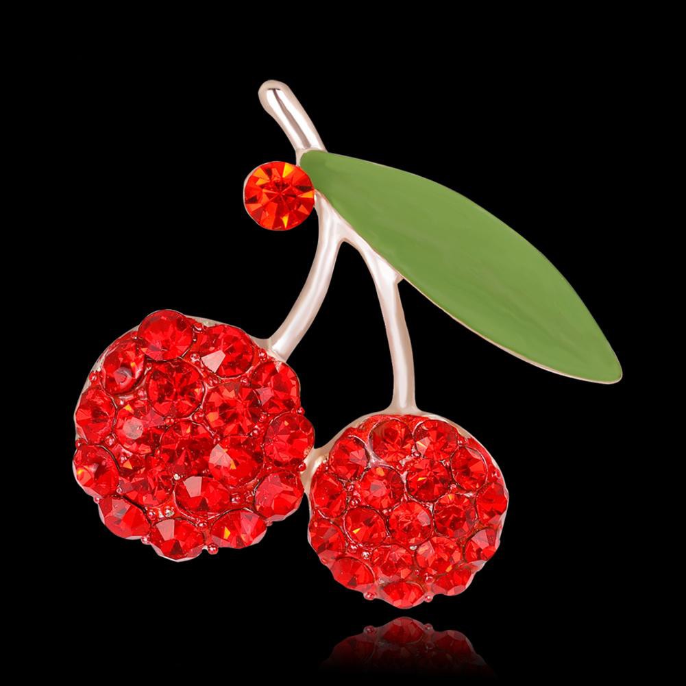Trâm Cài Áo Hình Cherry Đỏ Đính Đá Đáng Yêu