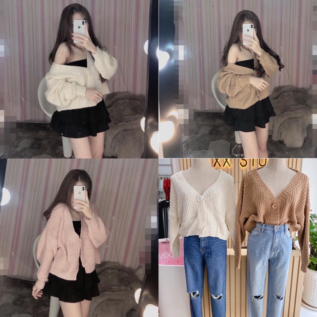 Áo Khoác Len Nữ Cardigan chất len dày mịn êm phom lửng vừa suông trẻ trung