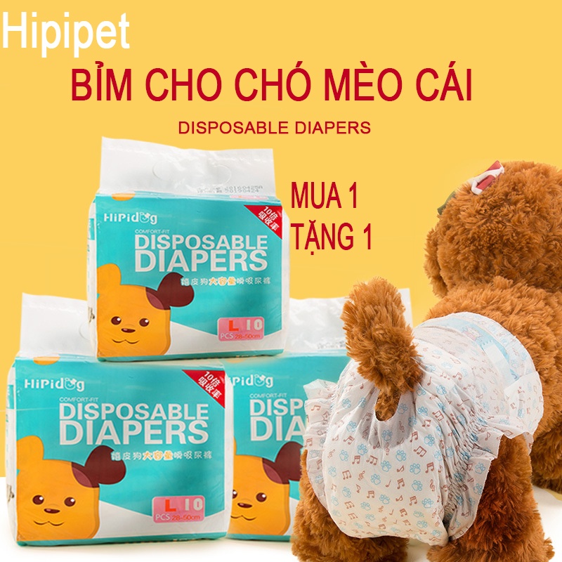 Bỉm cho chó mèo cái HIPIDOG công nghệ nhật (Nhiều size) thấm hút vượt trội-không gây kích ứng