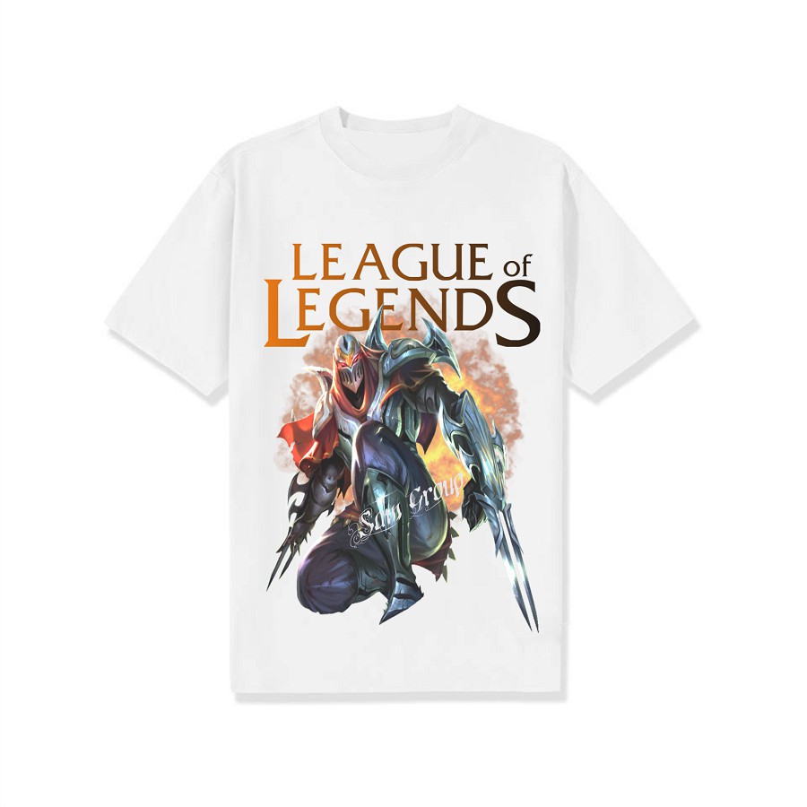 Áo Liên Minh Tốc Chiến Cổ Tròn Màu Trắng Trang Phục Zed Dành Cho Gamer