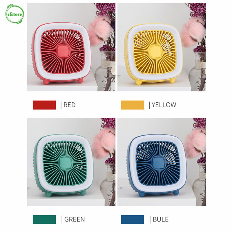 Quạt Mini Sạc USB 3 Tốc Độ Hình TV Có Đèn LED Để Bàn