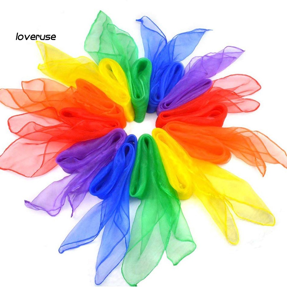 Set 12 Khăn Voan Vuông Nhiều Màu Sắc Làm Ảo Thuật Cho Bé