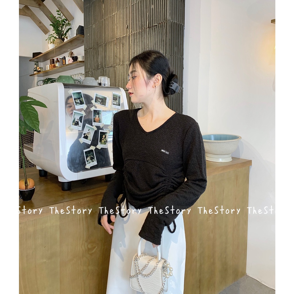 [STR] [ẢNH THẬT SHOP CHỤP] Áo tay dài rút dây, logo đính ngực A2203