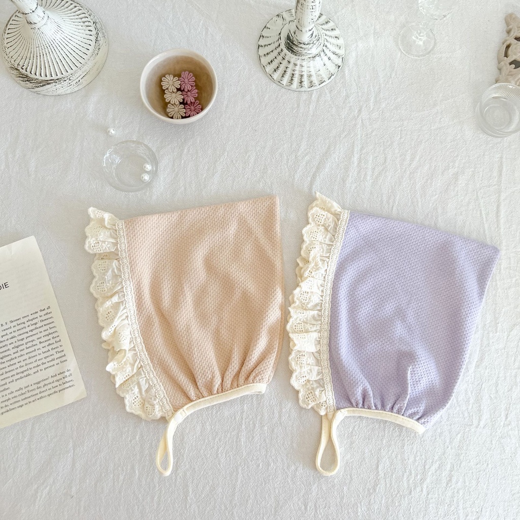 Bộ Áo Liền Quần Cổ Ren Hình Bánh waffle Cho Bé Gái