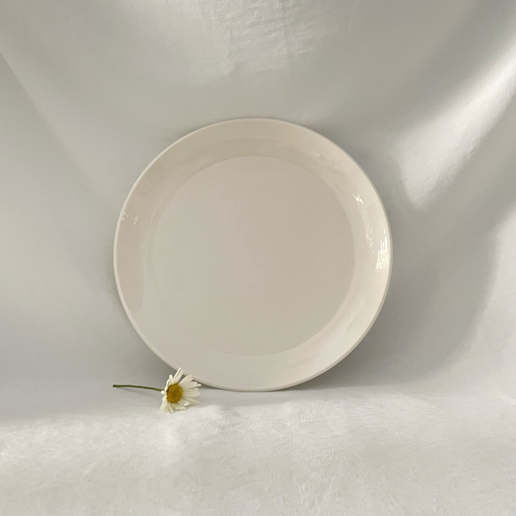 Dĩa sứ trắng tinh viền chìm đường kínhd 24cm DI0028