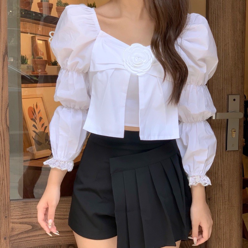 Áo croptop nơ bản to (kèm ảnh thật)