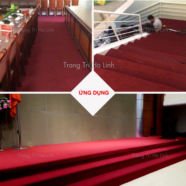 Thảm nỉ trải sàn nhà văn phòng lối đi màu đỏ đô đẹp giá rẻ khổ 2m dày 3mm - giá 1 mét vuông