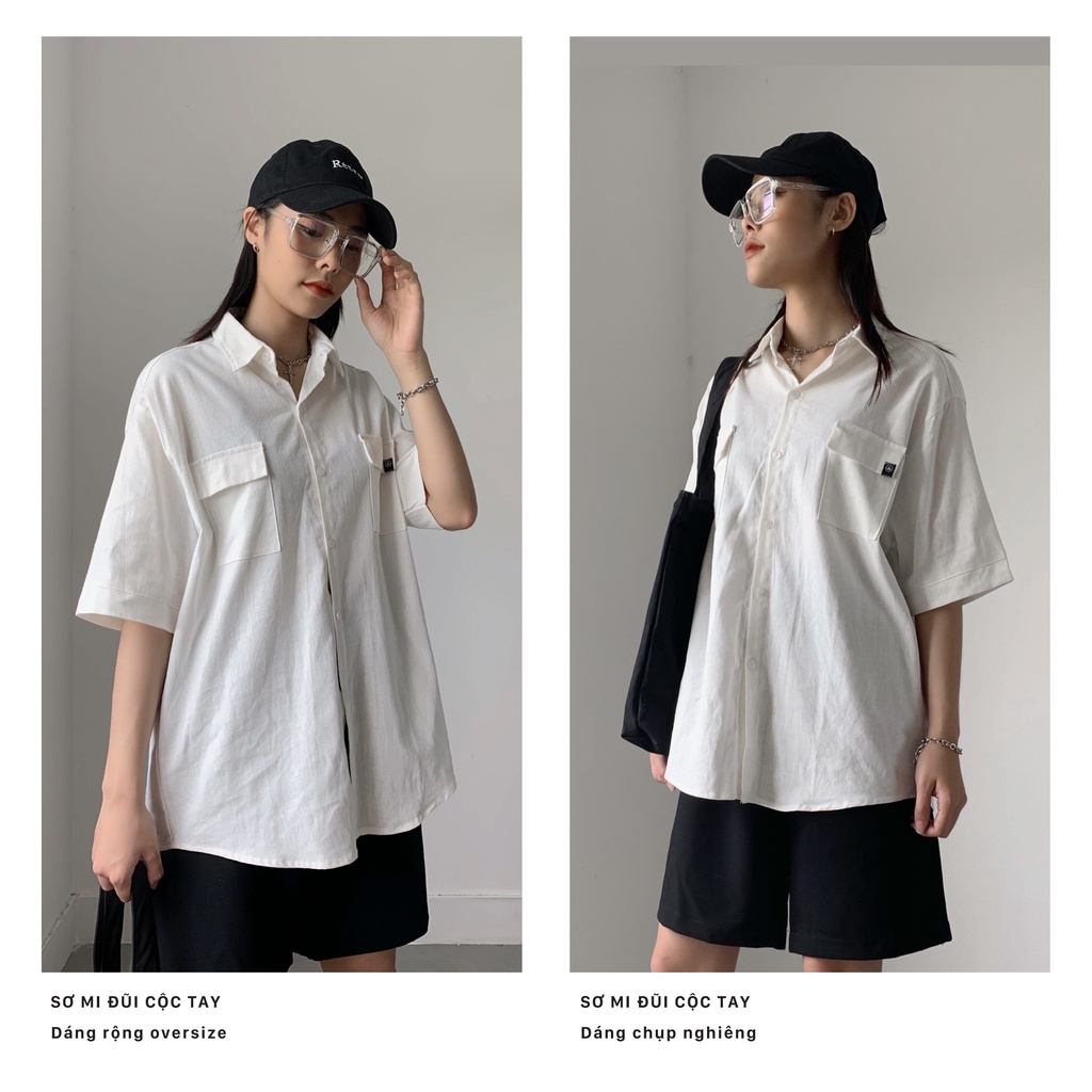 Áo sơ mi local brand cộc tay đũi City Cycle chất cotton form rộng nam nữ oversize unisex