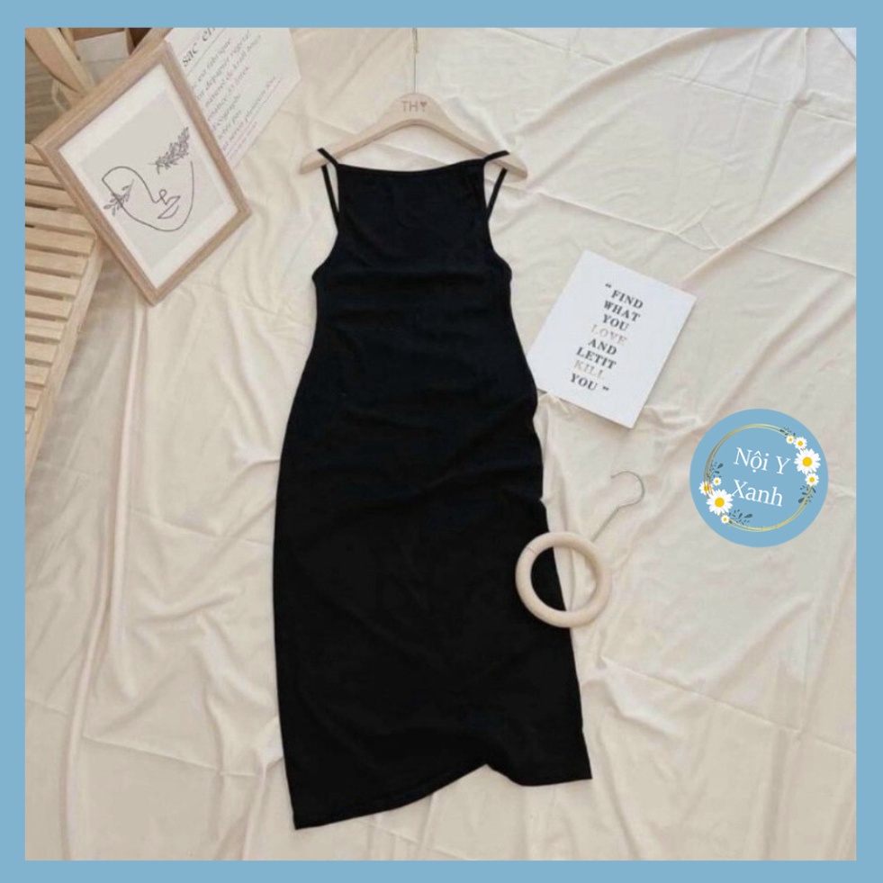 Đầm body 2 dây, váy nữ body hở lưng màu đen cá tính nội y xanh chất đẹp giá tốt