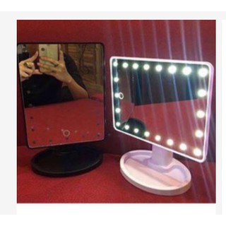 Gương để bàn có đèn led dùng pin