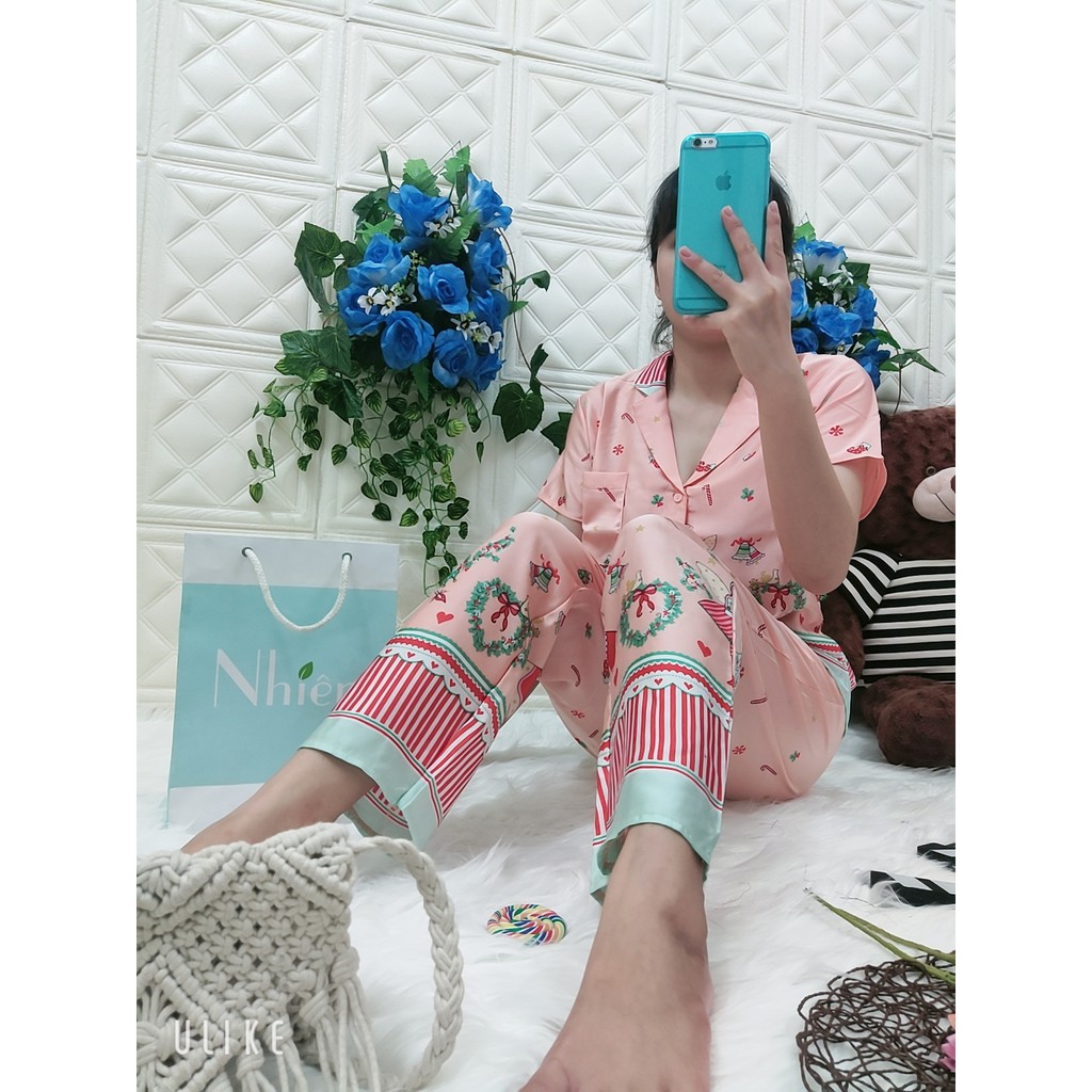 BỘ PIJAMA SATIN TAY NGẮN QUẦN DÀI CHÂN BÔNG MS30 | BigBuy360 - bigbuy360.vn