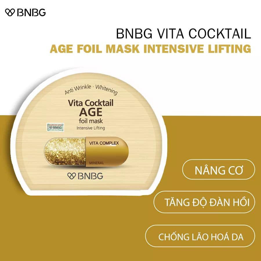 [HÀNG CHÍNH HÃNG] Mặt nạ thiếc chống lão hóa , nâng cơ mặt BNBG Vita Cocktail Age Foil Mask 30ml