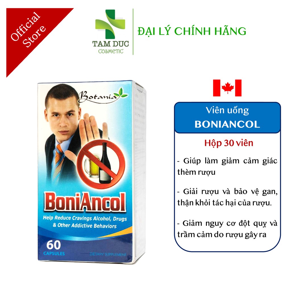 ✅[Chính Hãng] BoniAncol 60 viên Giúp cai rượu, bia hiệu quả, tăng cường giải rượu, bảo vệ gan [Boni ancol / bonialcol]