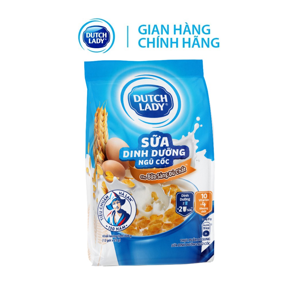 Túi 12 Gói Sữa Dinh Dưỡng + Ngũ Cốc Cô Gái Hà Lan (gói 300g)