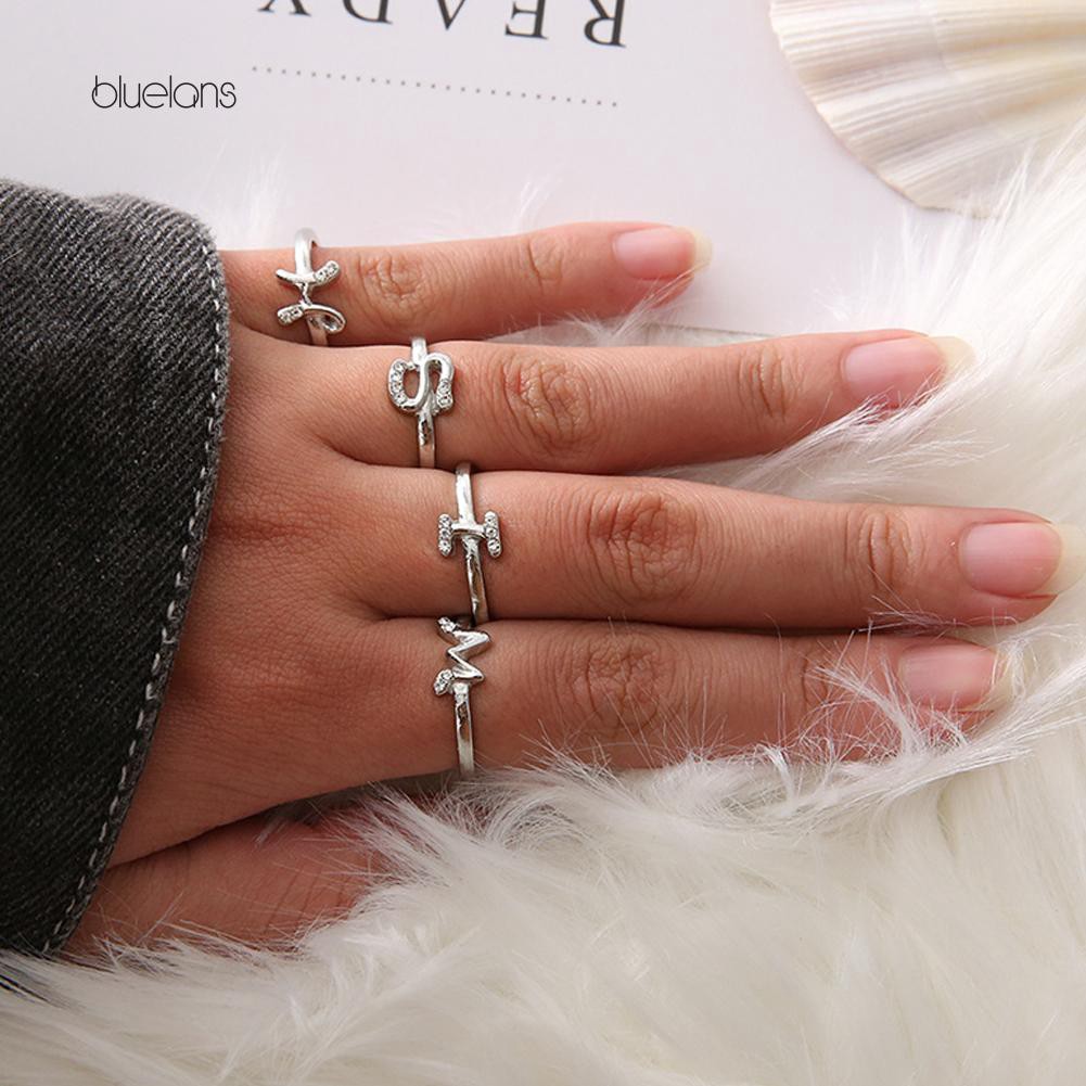 Đèn Bluelans Bluelans Bluelans Chất Lượng Cao❈Vòng Đeo Tay Kiểu Hàn Quốc Chất Lượng Cao❈Nhẫn Đeo Tay Kim Loại Kết Hợp 26 Chữ Cái Tiếng Anh Đơn Giản Thời Trang