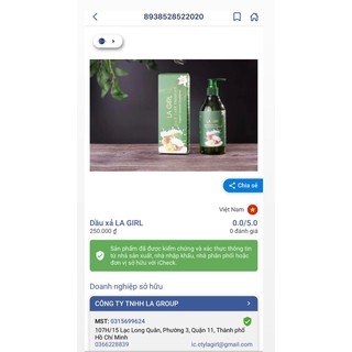 [CHUẨN AUTH] Dầu Xả Coconut Lagirl