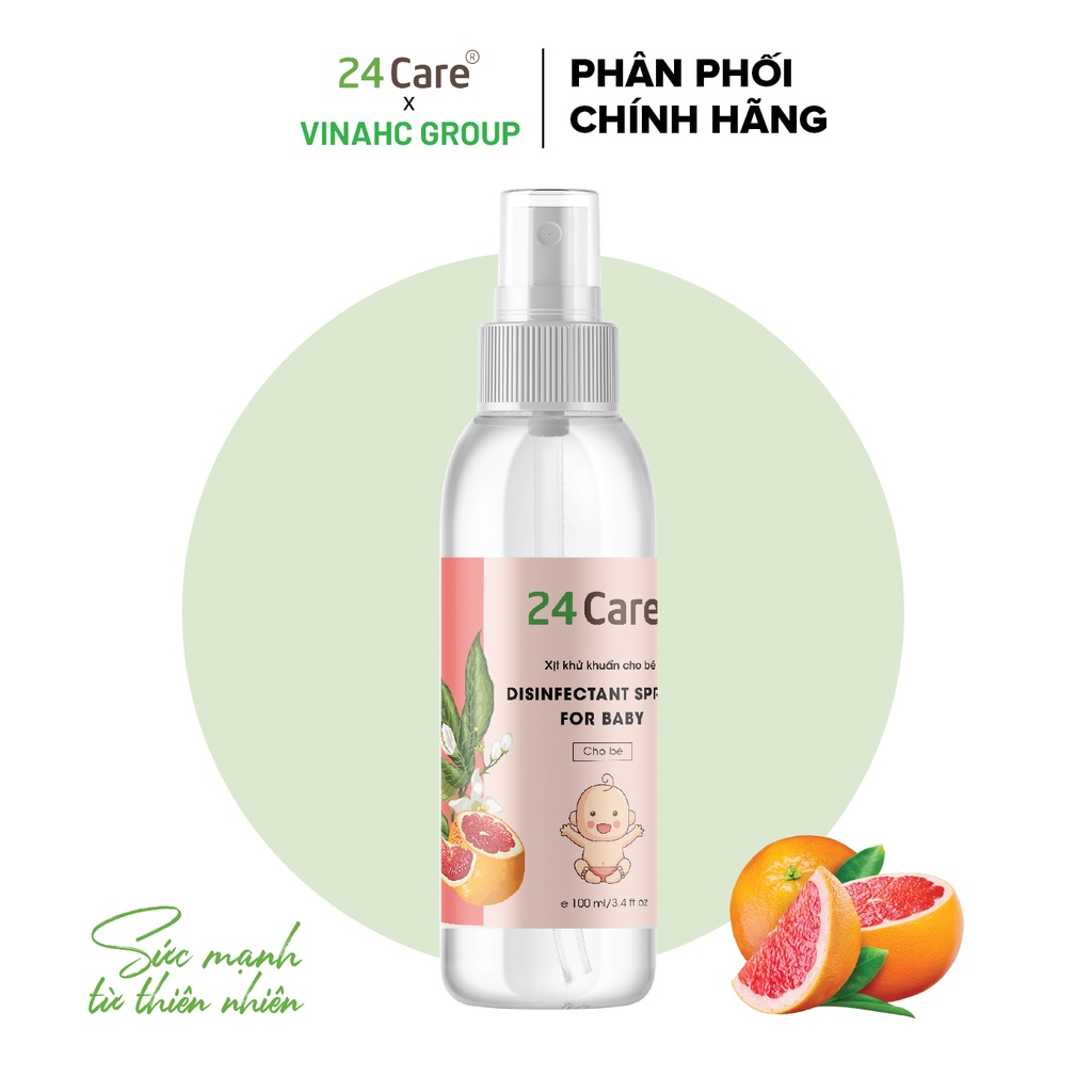 Xịt kháng khuẩn, khử mùi, đồ vật cho bé 24care - 100ml