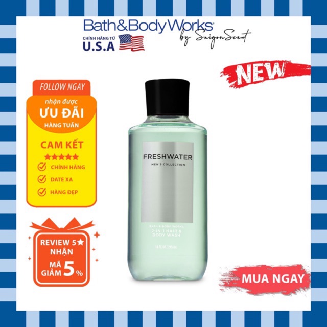 Sữa tắm Nam Bath &amp; Body Works for men - Freshwater (295ml)