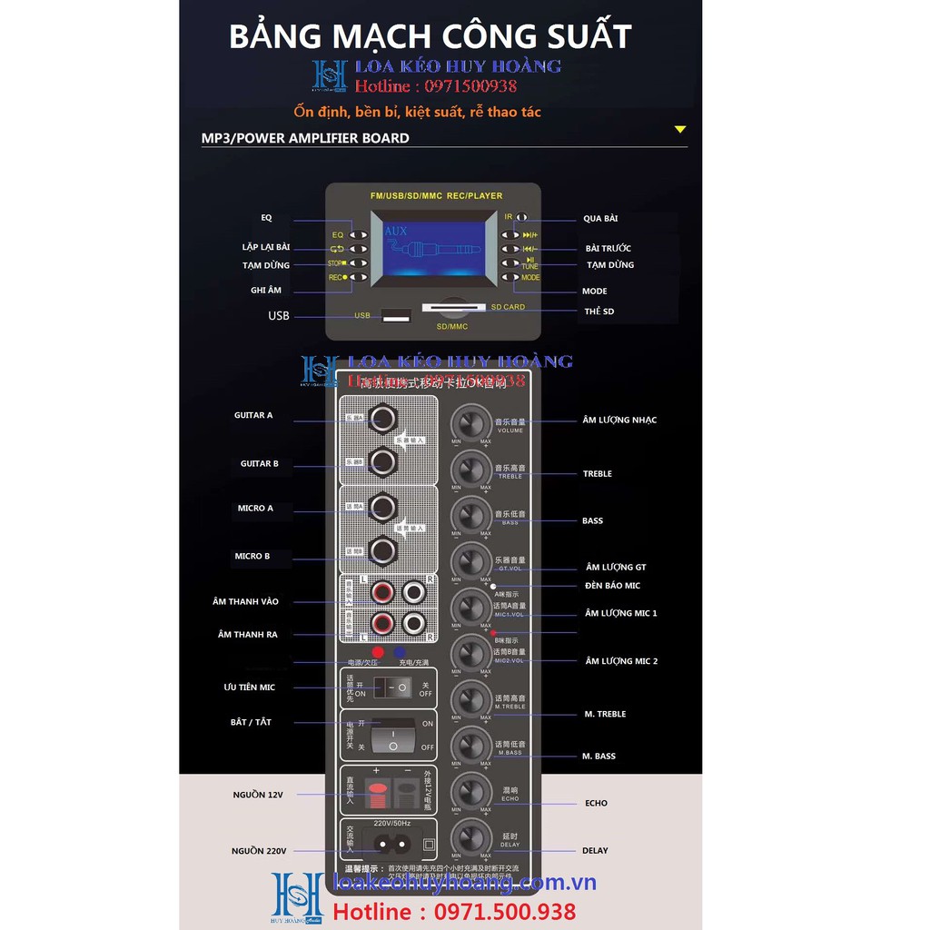 Loa kéo di động OUMEIBAO OM-8028 BASS ĐÔI 20, 2 TREBLE THÙNG GỖ CỰC CHẤT, 2 MIC KHÔNG DÂY KIM LOẠI