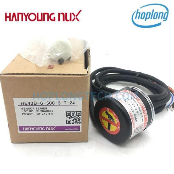 HanYoung HE40B-6-500-3-T-24 Hanyoung Bộ mã hóa vòng quay 500 xung ngõ ra ABZ trục 6mm