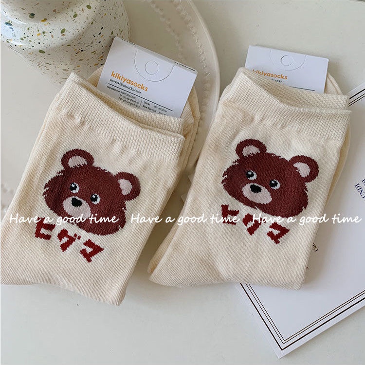 Vớ Ống Trung Bình In Hình Gấu Hoạt Hình Dễ Thương Phong Cách Nhật Bản Thời Trang Dành Cho Bạn Gái jk