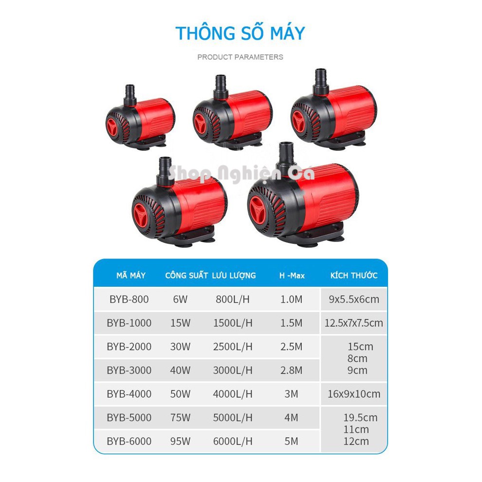 Máy bơm bể cá bể thủy sinh BAOYU BYB công suất từ 800 L/H đến 6000 L/H