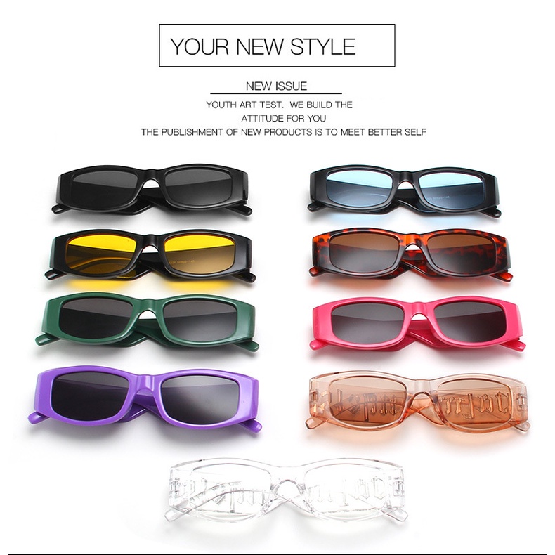 Thời trang Hip Hop Nam và Nữ Kính râm Gọng đen Chữ Punk Chống nắng Kính râm UV400