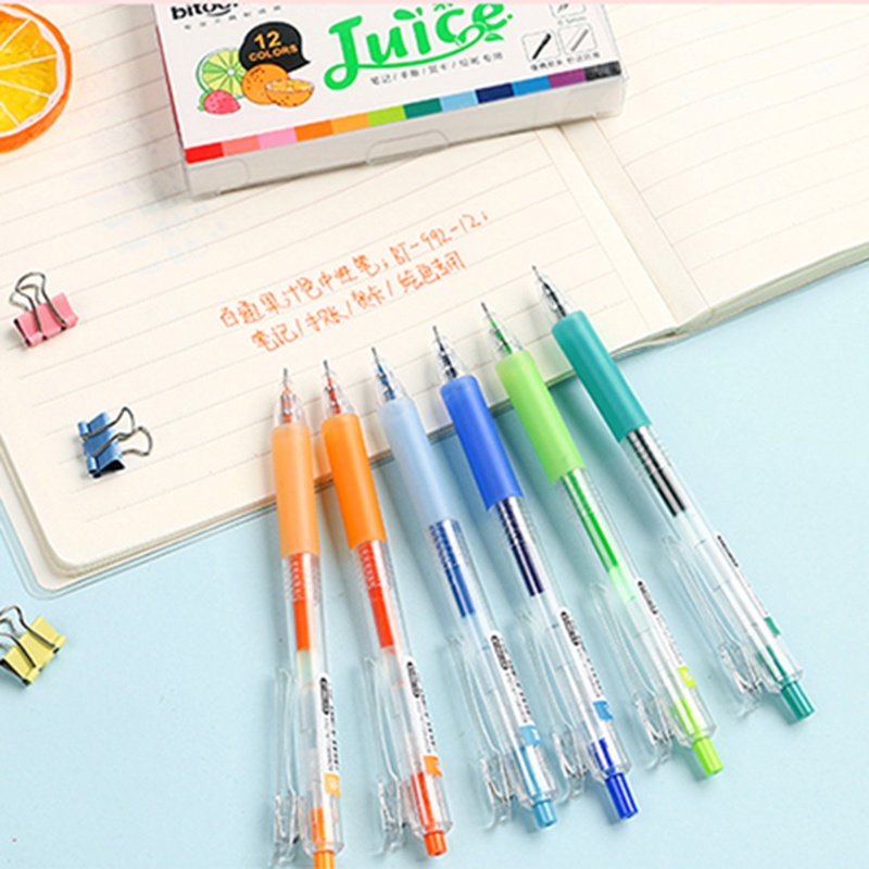 Set 12 Bút Mực Gel Ngòi 0 5mm Có Thể Thu Gọn Màu Sắc Ngọt Ngào