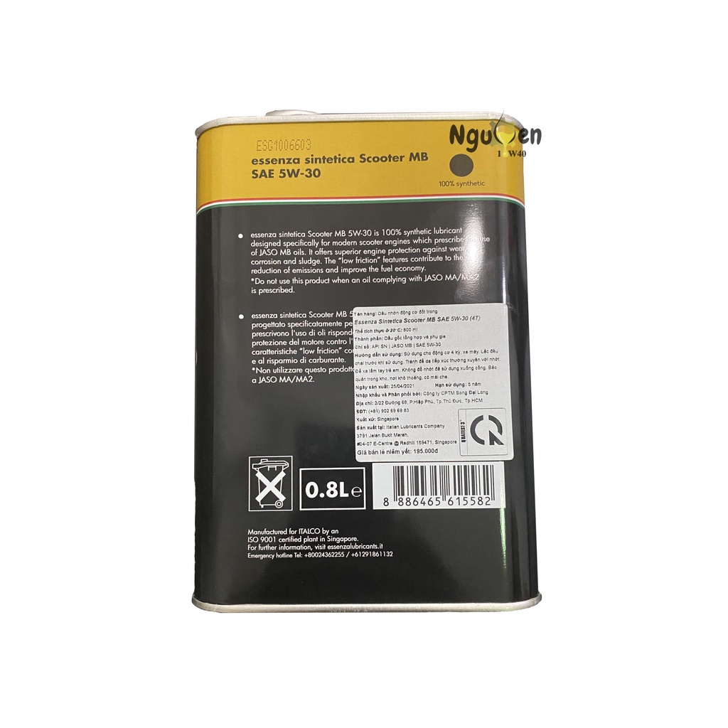Nhớt Essenza 5w30 800ml cho xe tay ga