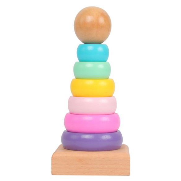 Đồ chơi tháp cầu vồng gỗ màu MỚI cho bé xếp chồng - tháp chồng mini 7 vòng màu