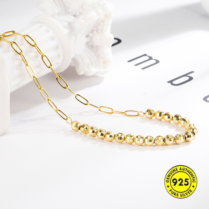 Vòng cổ Chuỗi Hạt Mạ Vàng Và Bạc 18K Phong Cách Unisex
