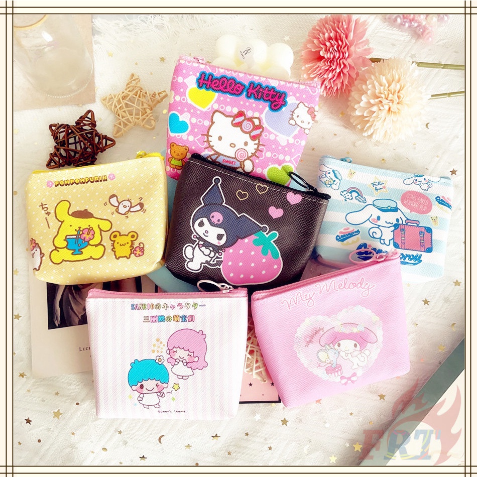 1pc ✿ Ví Tiền Xu Sanrio ✿ Ví Da PU Đựng Tiền Xu Hình Hello Kitty Kuromi Melody Pompompurin Cinnamonroll